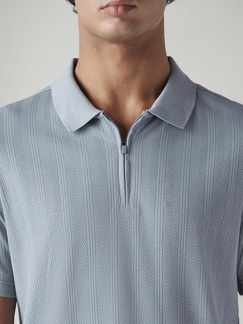 Men's Textured Slim Fit Jacquard Polo T-Shirt - Image 4
