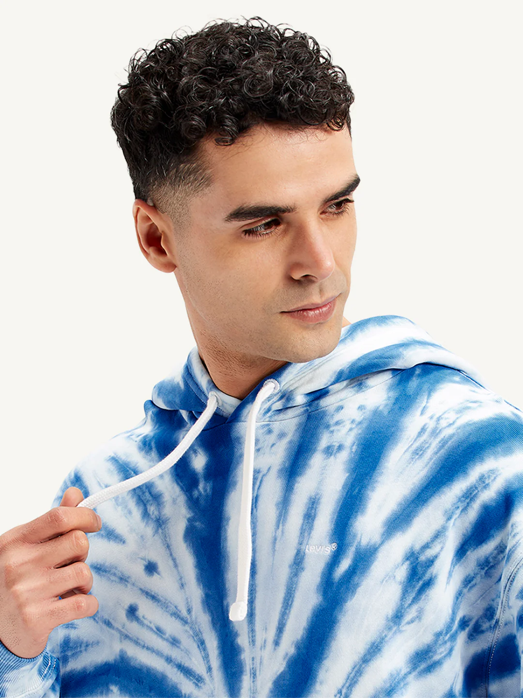 Men's Tie-Dye Blue Hooded Sweatshirt - Image 5