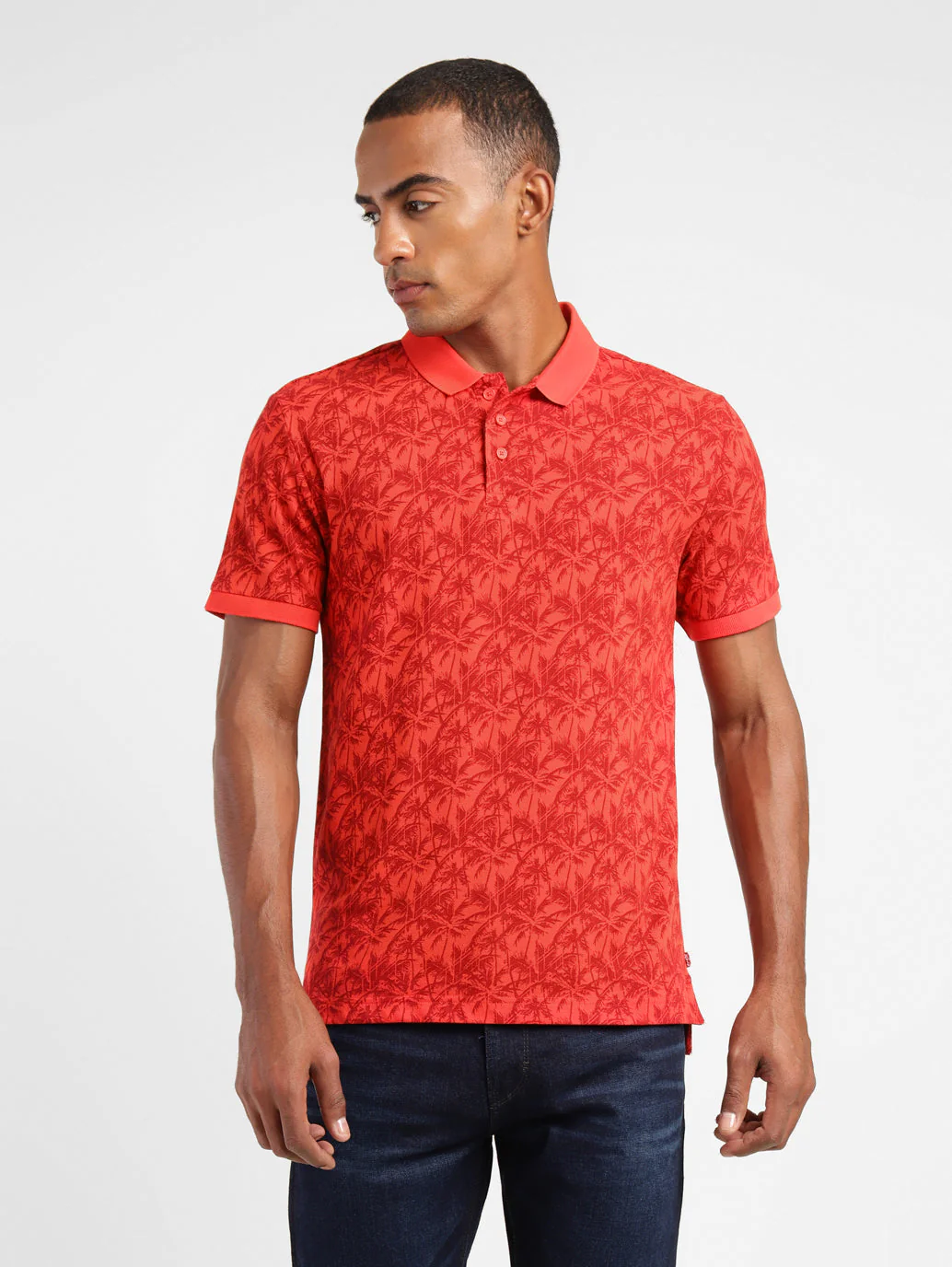 Men's Tropical Print Polo T-Shirt - Image 2