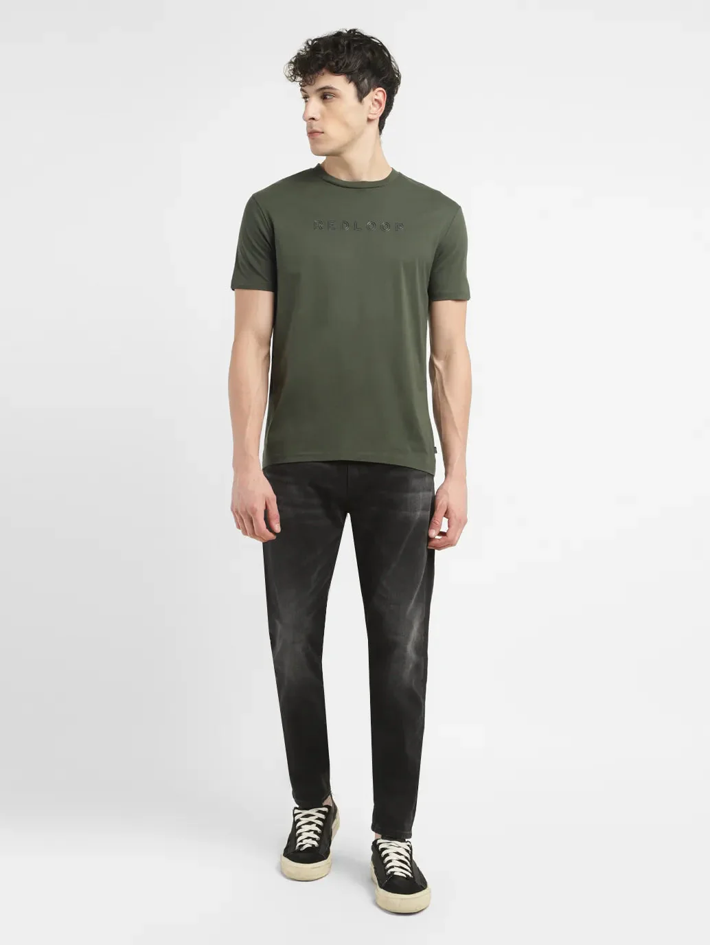 Men's Redloop Typographic Print Slim Fit T-shirt