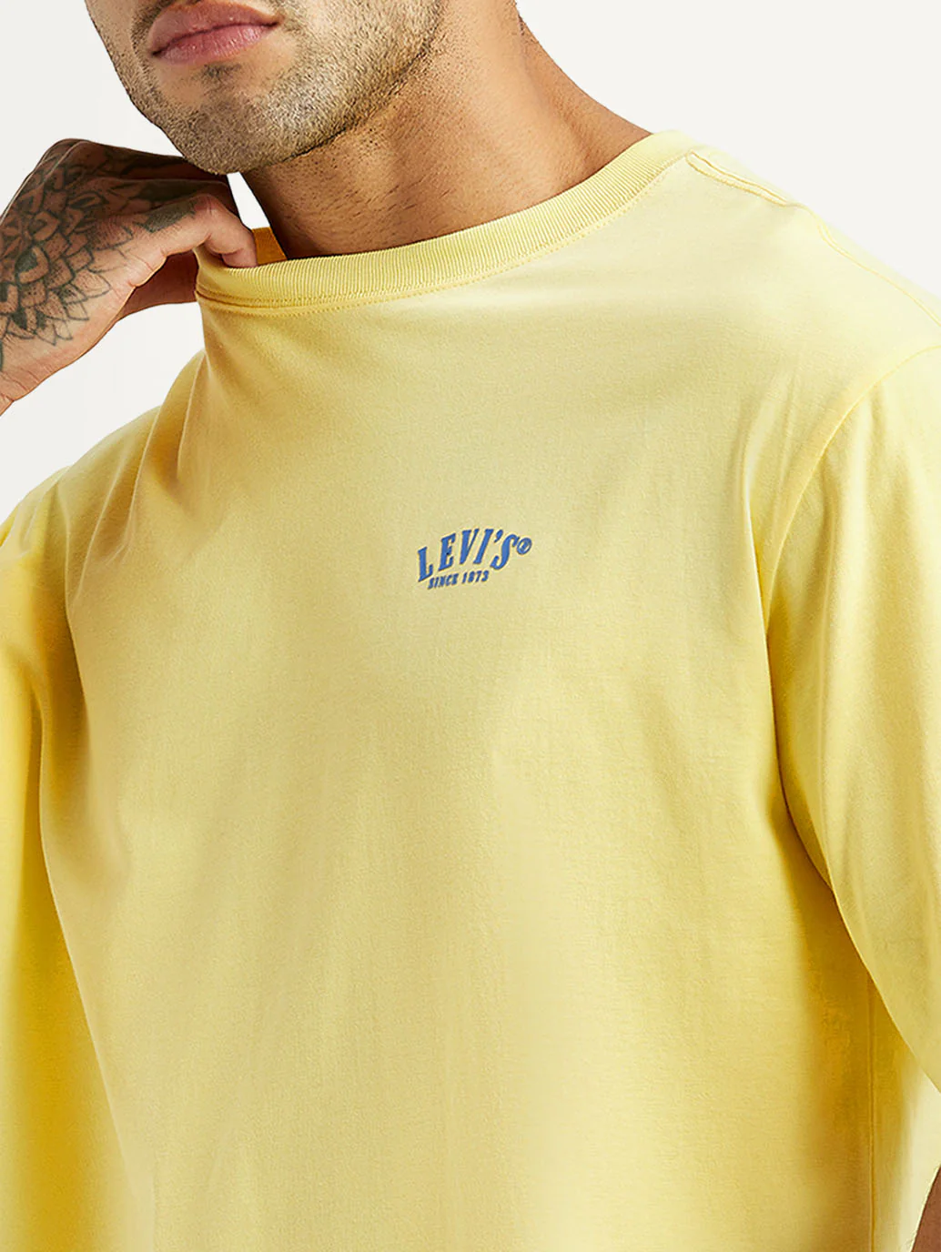 Men's Typographic Print Yellow Loose Fit T-shirt - Image 4