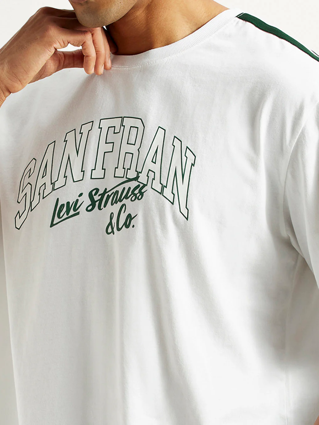 Men's Typography White Crew Neck Co-Ord Set - Image 4