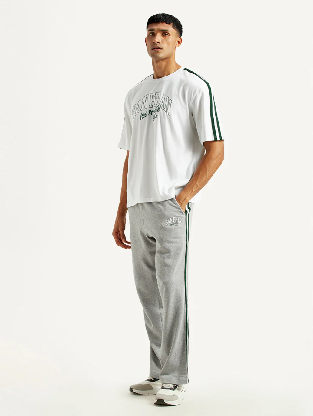 Men's Typography White Crew Neck Co-Ord Set - Image 6