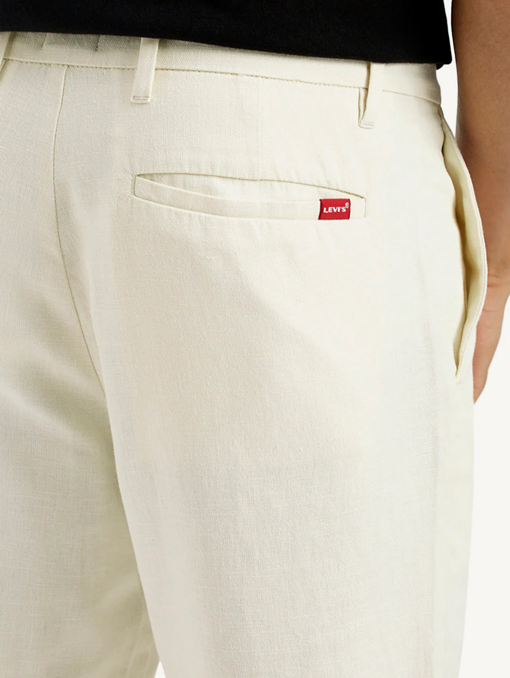 Men's White Relaxed Straight Fit Mid Rise Linen Trousers - Image 4