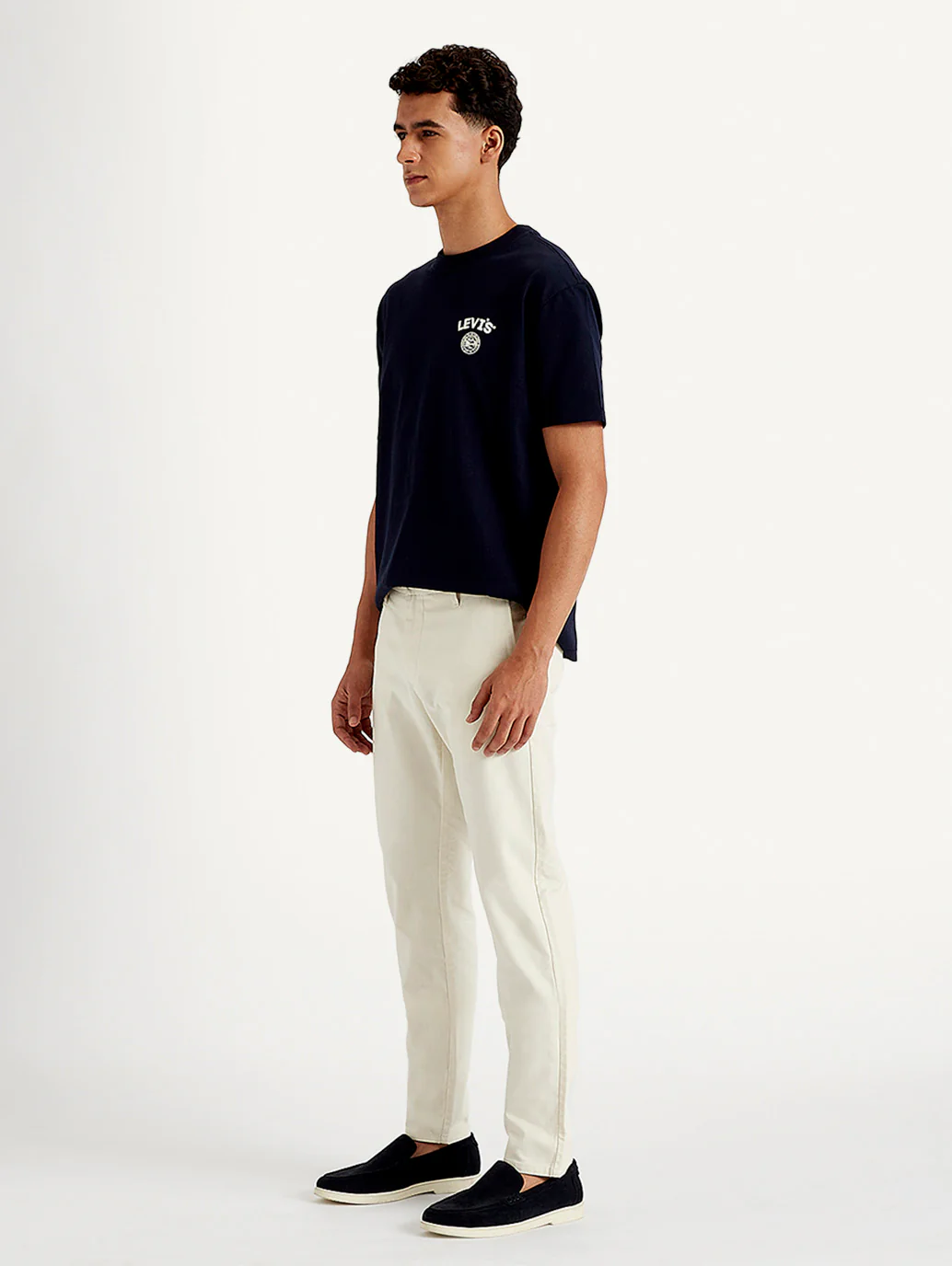 Men's White Tapered Fit Trousers - Image 3