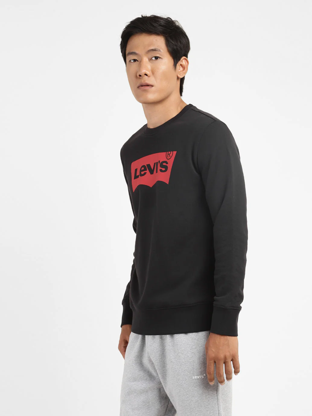 Men's Brand Logo Crew Neck Sweatshirt Black - Image 4