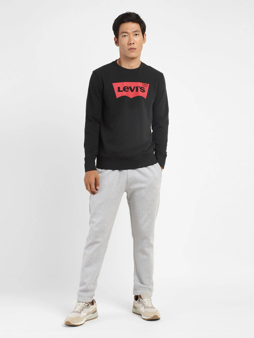 Men's Brand Logo Crew Neck Sweatshirt Black - Image 6