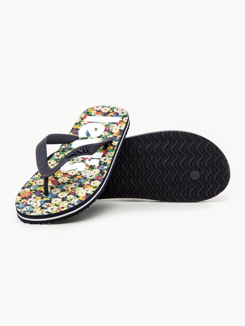 Unisex Black Floral Printed Slides - Image 3