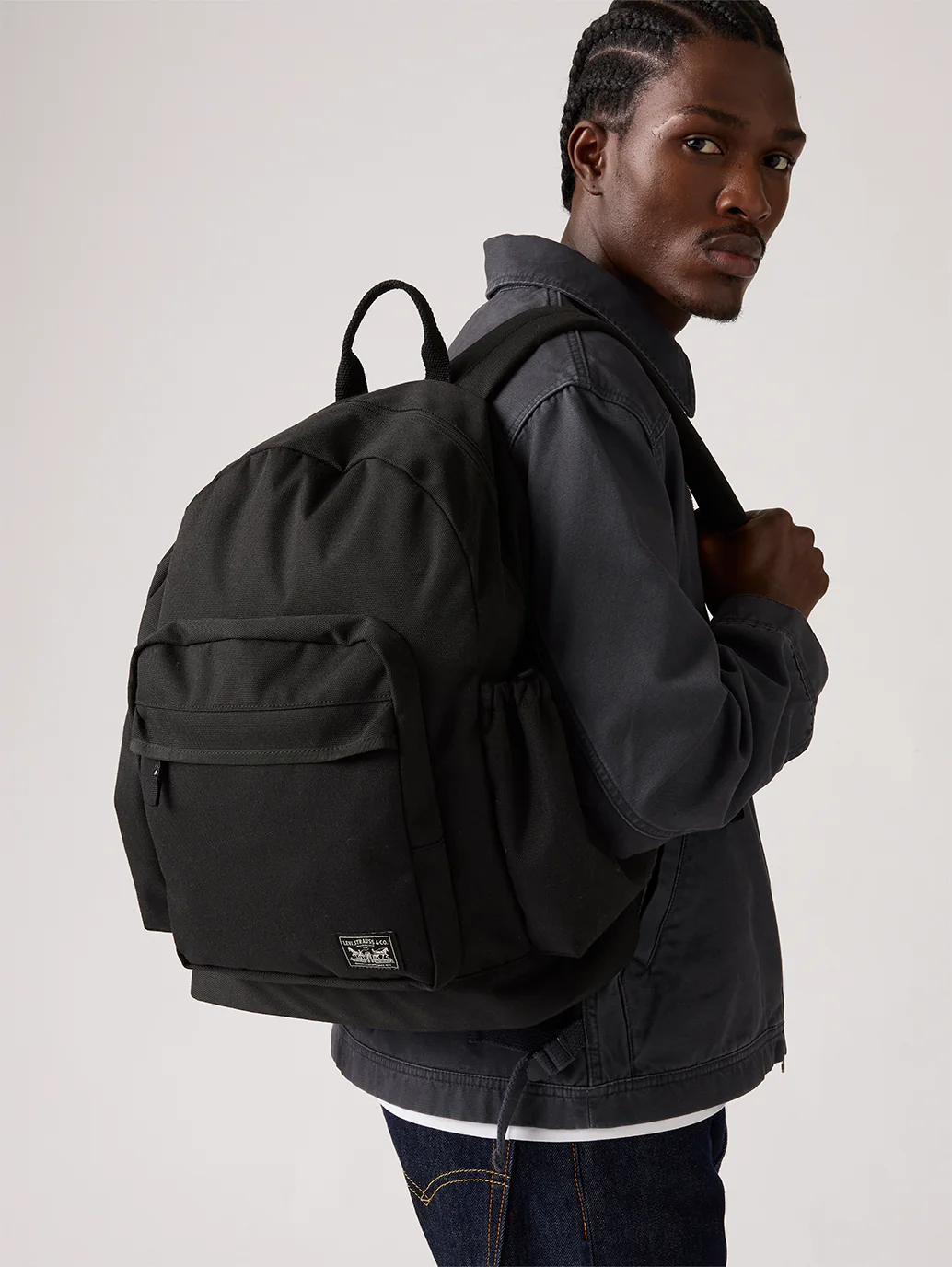 Unisex Black Solid Backpack
