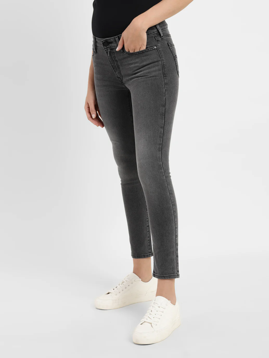 Women's 710 Grey Skinny Fit Mid Rise Jeans - Image 4
