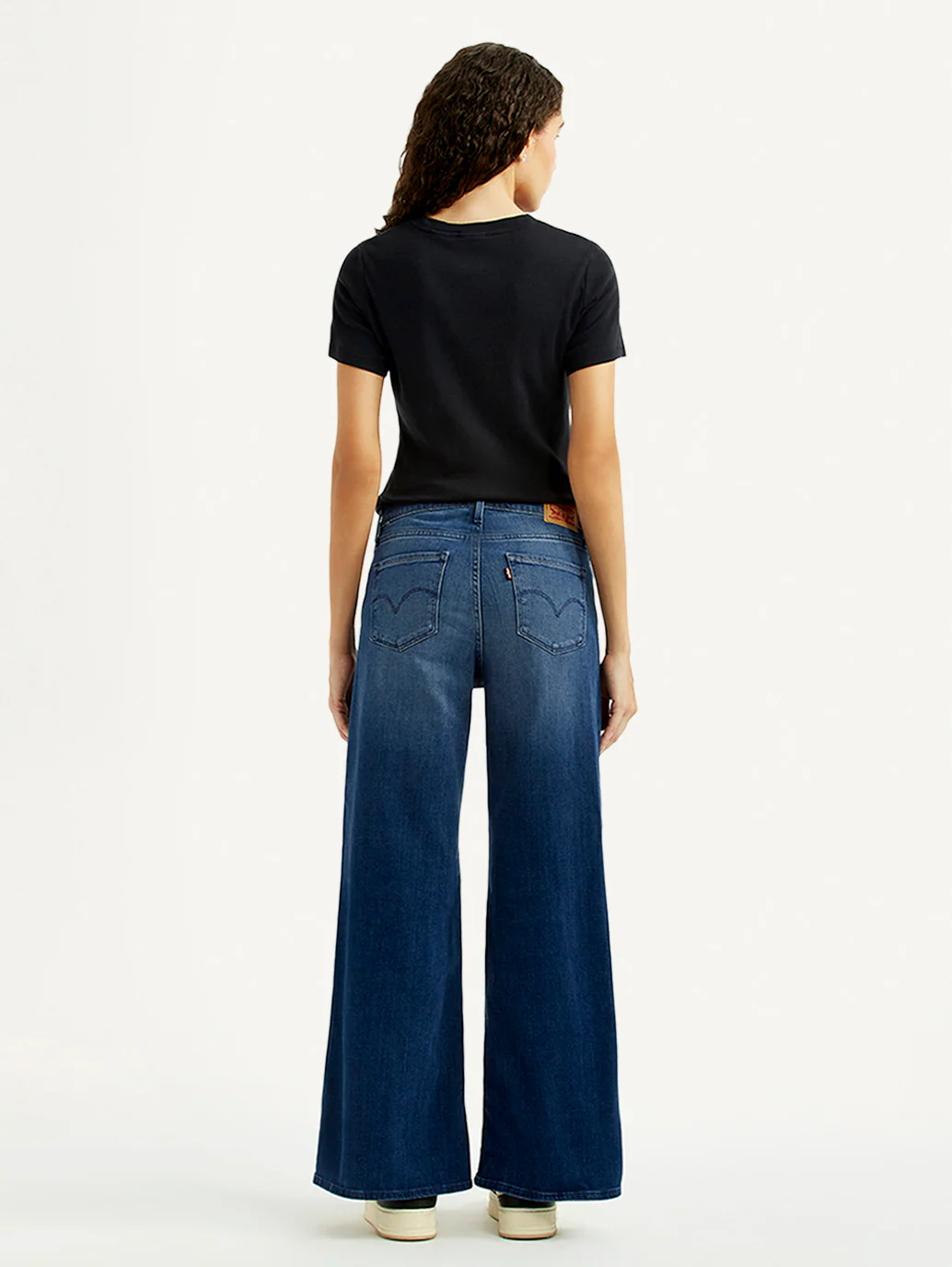 Women's 318 Blue Shaping Wide Leg Fit Mid Rise Jeans - Image 3