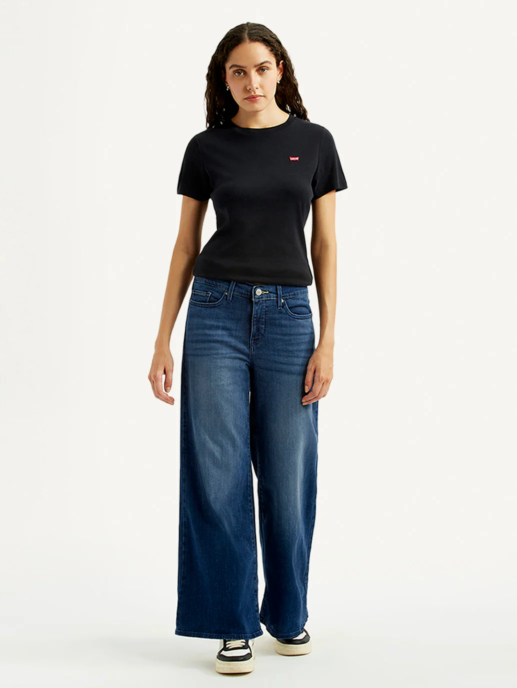 Women's 318 Blue Shaping Wide Leg Fit Mid Rise Jeans - Image 7