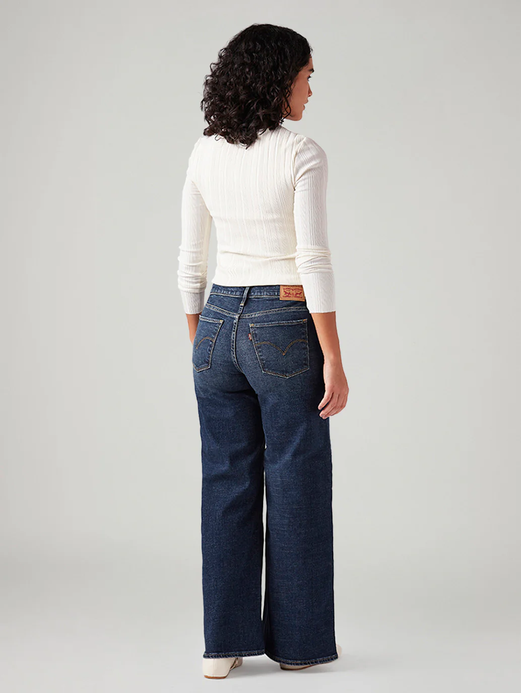 Women's 318 Blue Shaping Wide Leg Fit Mid Rise Jeans - Image 5