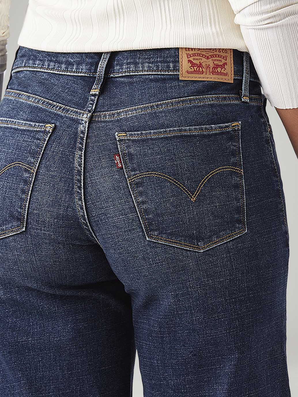 Women's 318 Blue Shaping Wide Leg Fit Mid Rise Jeans - Image 6