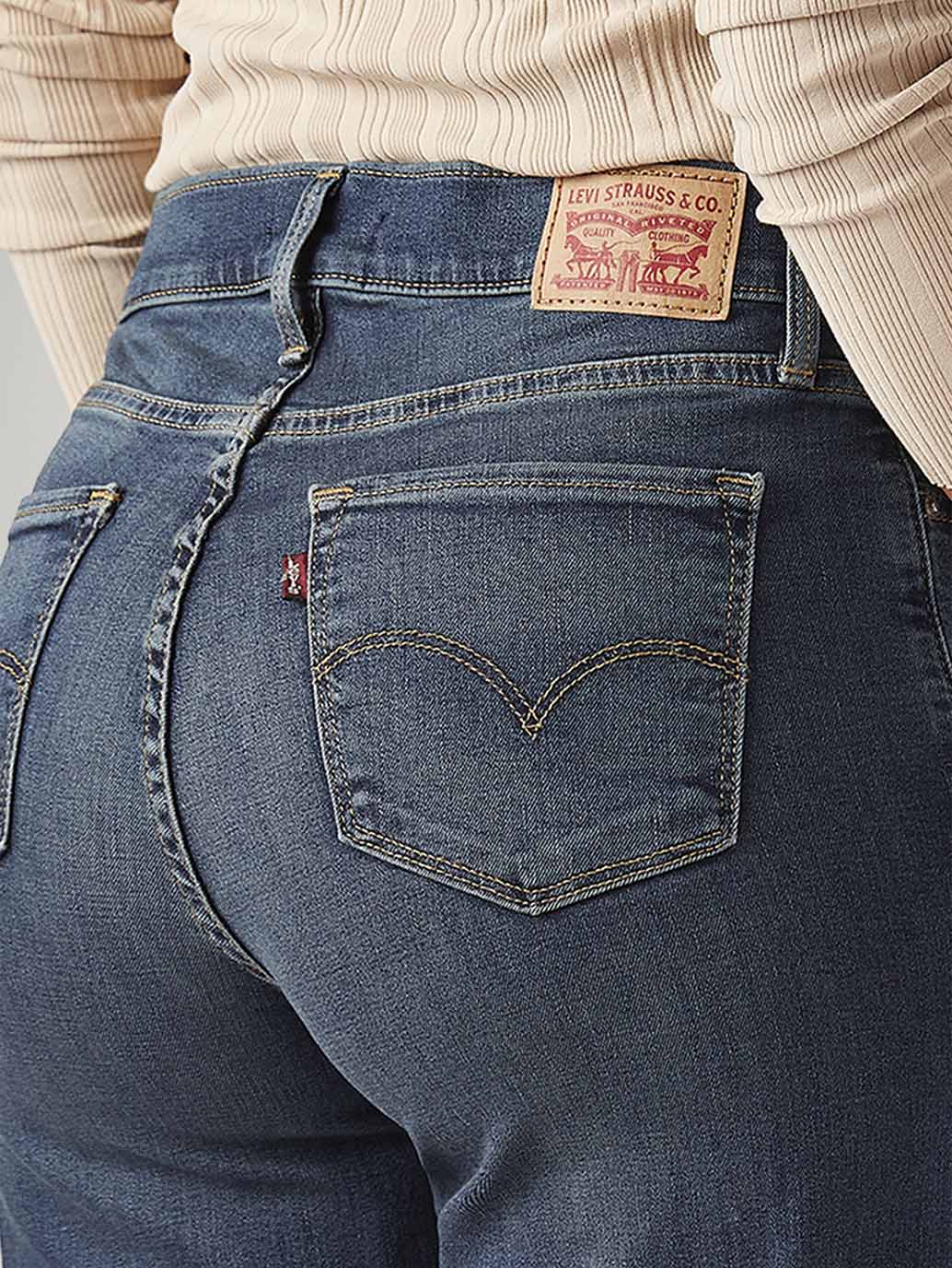 Women's 318 Blue Shaping Wide Leg Fit Mid Rise Jeans - Image 6