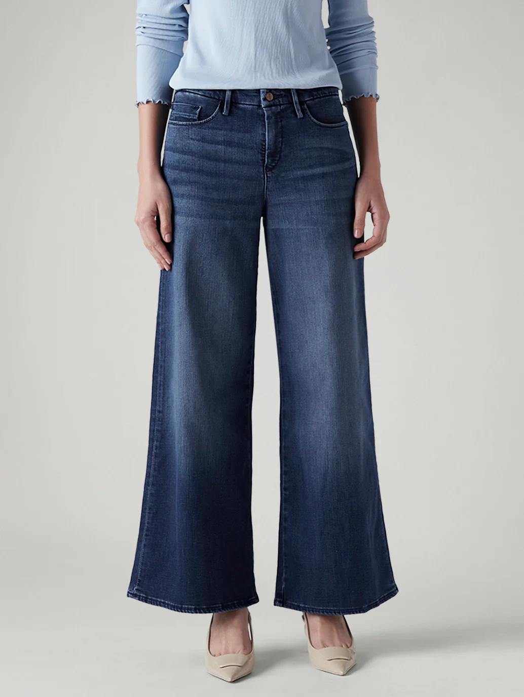 Women's 318 Dark Indigo Wide Leg Fit Mid Rise Redloop Jeans - Image 2
