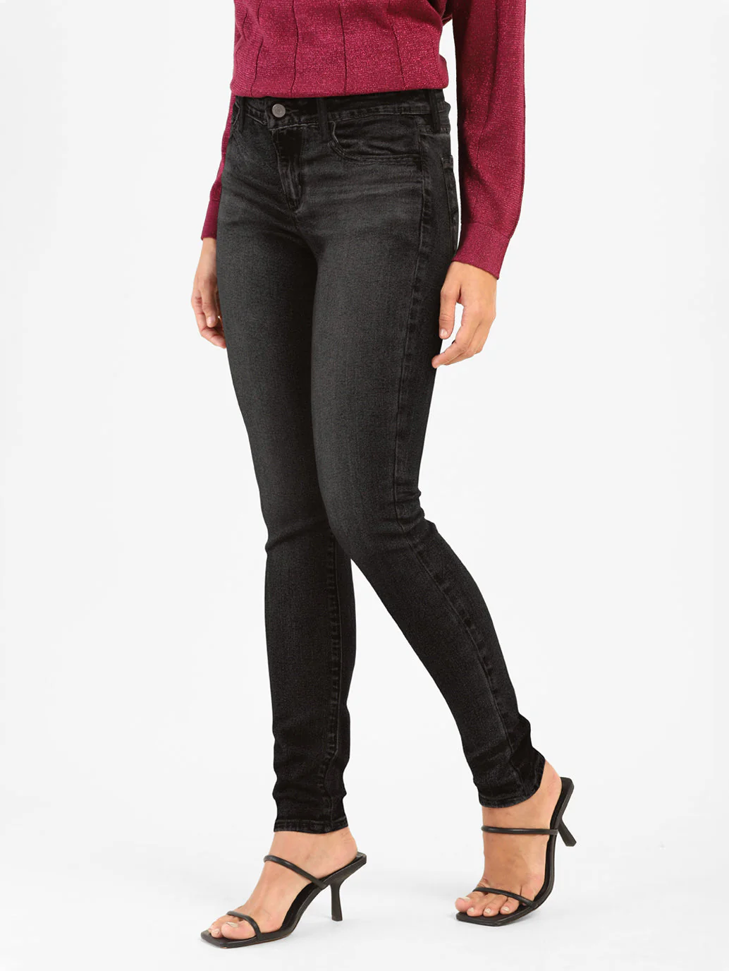 Women's 710 Black Skinny Fit Mid Rise Jeans - Image 13