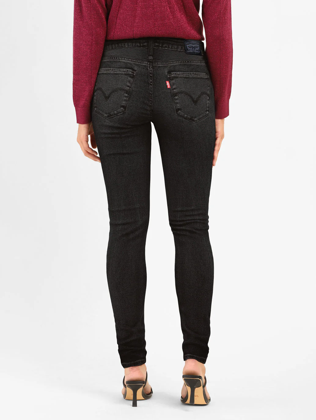 Women's 710 Black Skinny Fit Mid Rise Jeans - Image 15