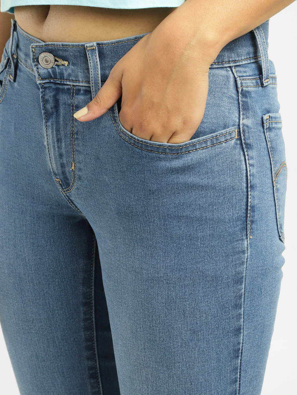 Women's 710 Blue Skinny Fit Mid Rise Jeans - Image 5