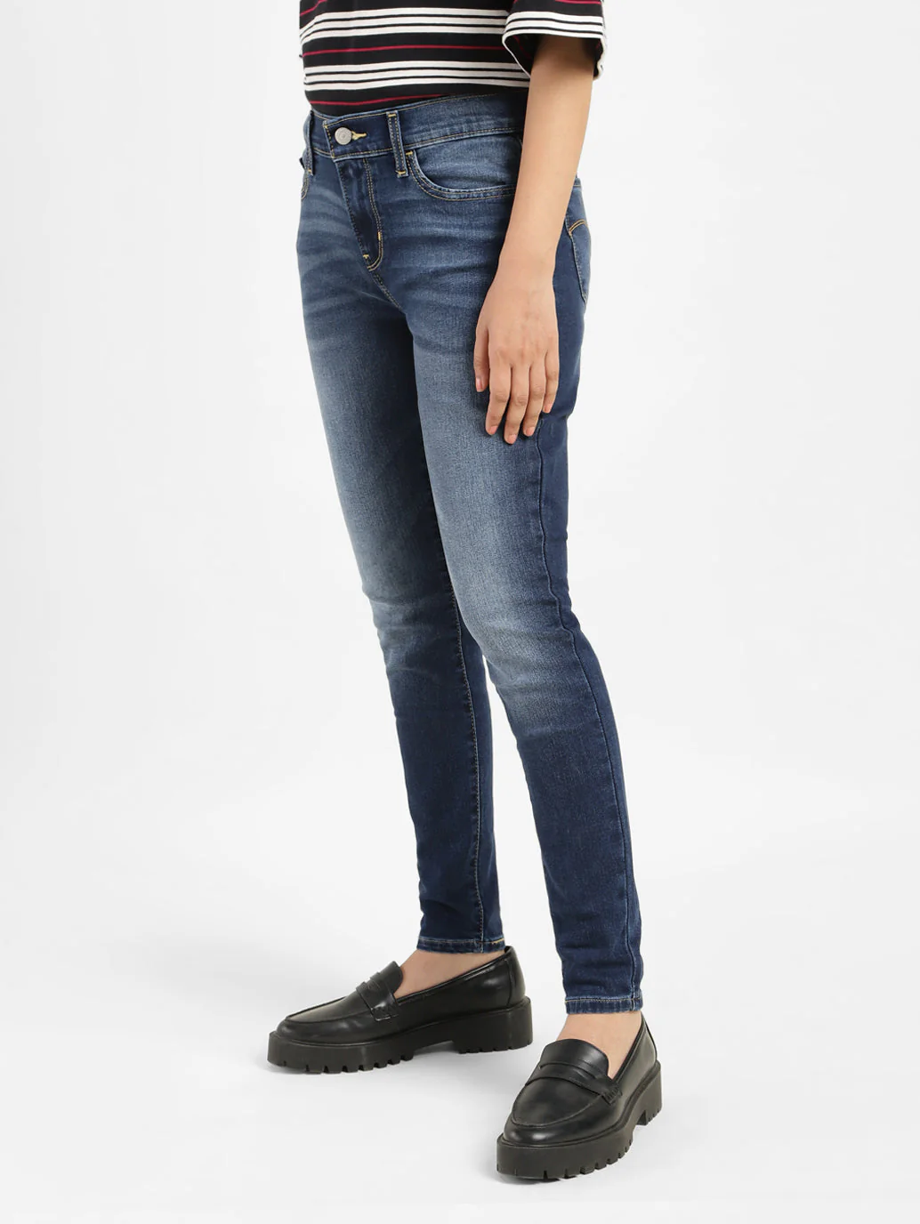 Women's 710 Blue Skinny Fit Mid Rise Jeans - Image 6