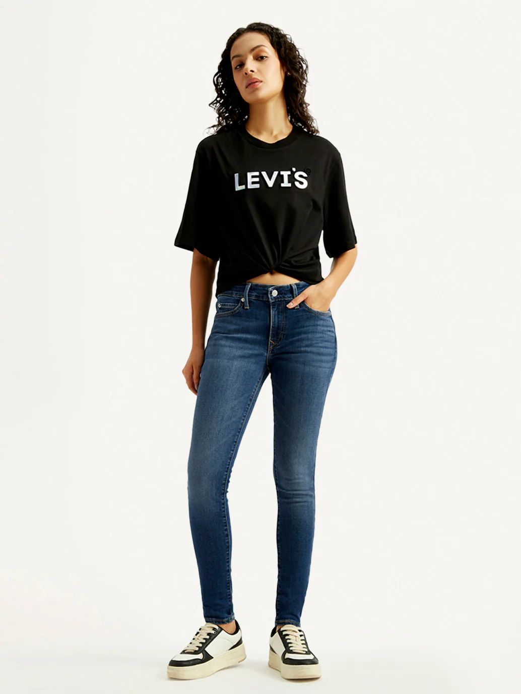 Women's 711 Blue Skinny Fit Mid Rise Jeans - Image 6