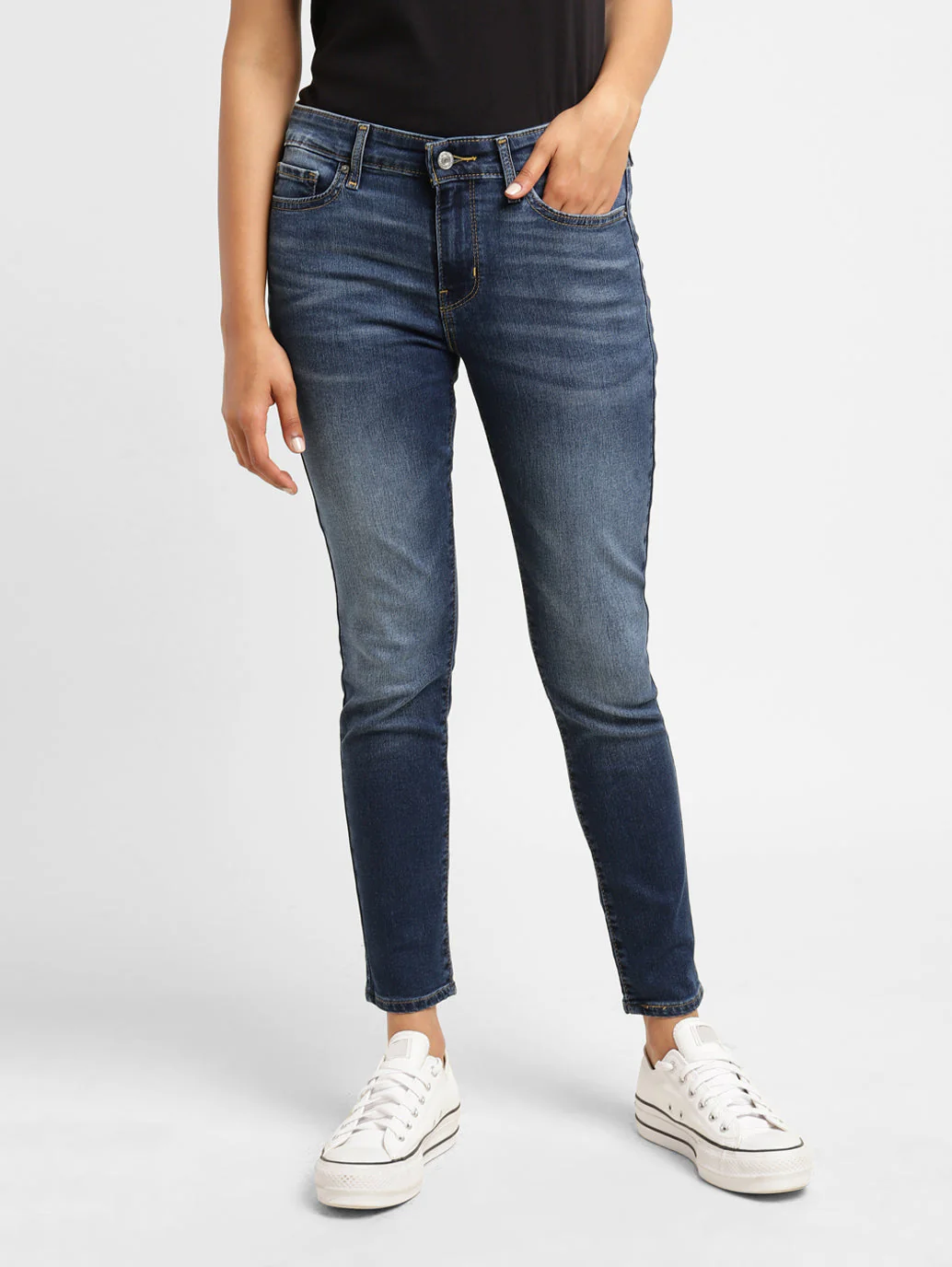 Women's 711 Blue Skinny Fit Mid Rise Jeans - Image 2