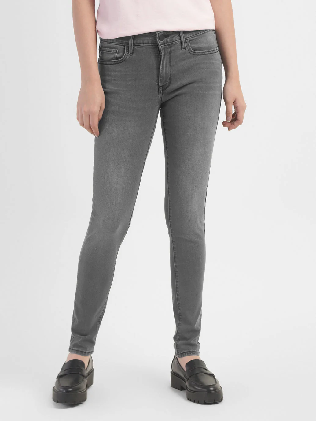 Women's 711 Grey Skinny Fit Mid Rise Jeans - Image 2