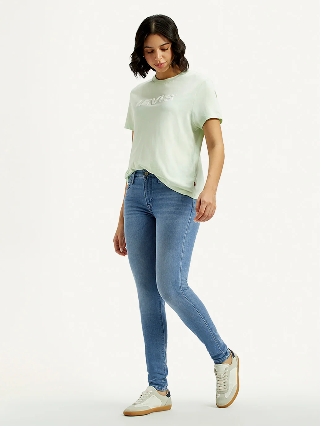 Women's 711 Med Indigo Skinny Fit Mid Rise Jeans - Image 6