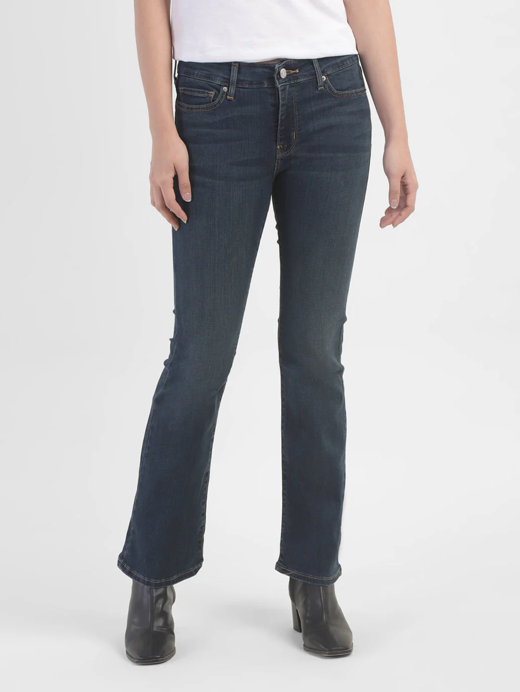 Women's 715 Blue Flared Fit Mid Rise Jeans - Image 2