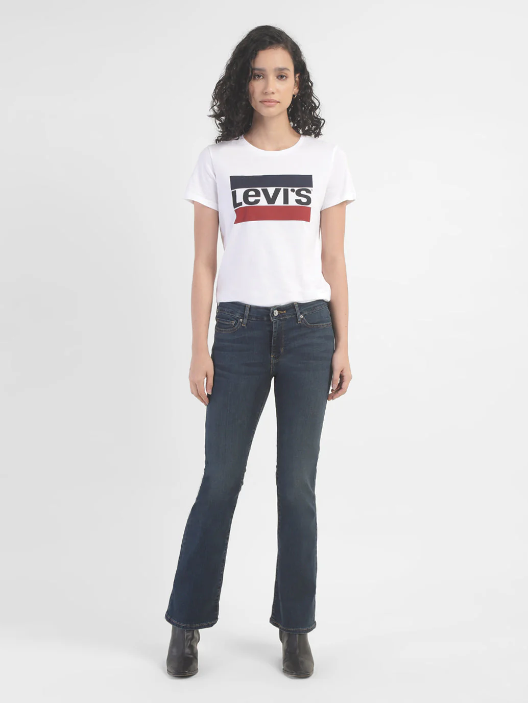 Women's 715 Blue Flared Fit Mid Rise Jeans - Image 5