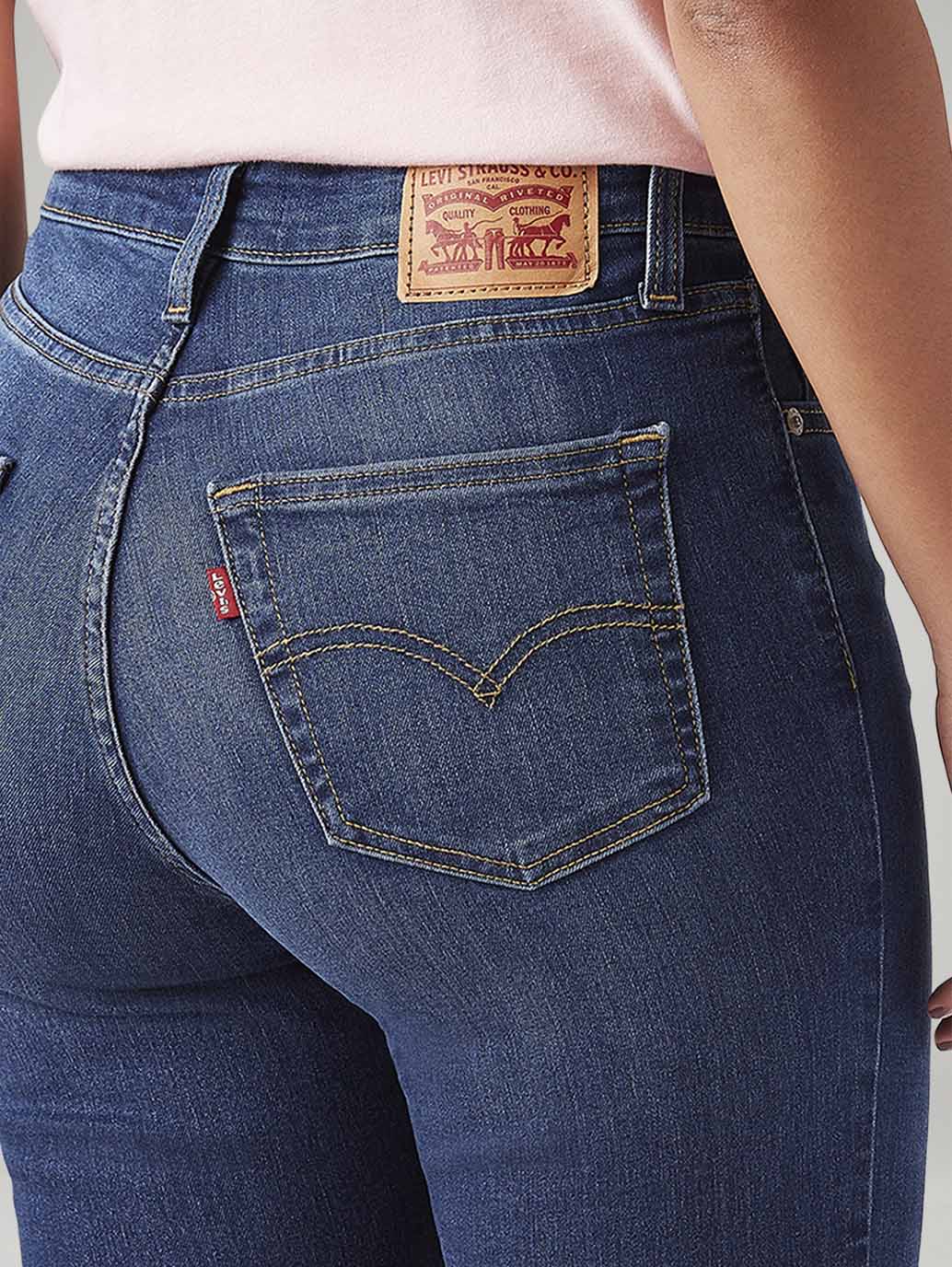 Women's 721 Dark Blue Skinny Fit High Rise Jeans - Image 6