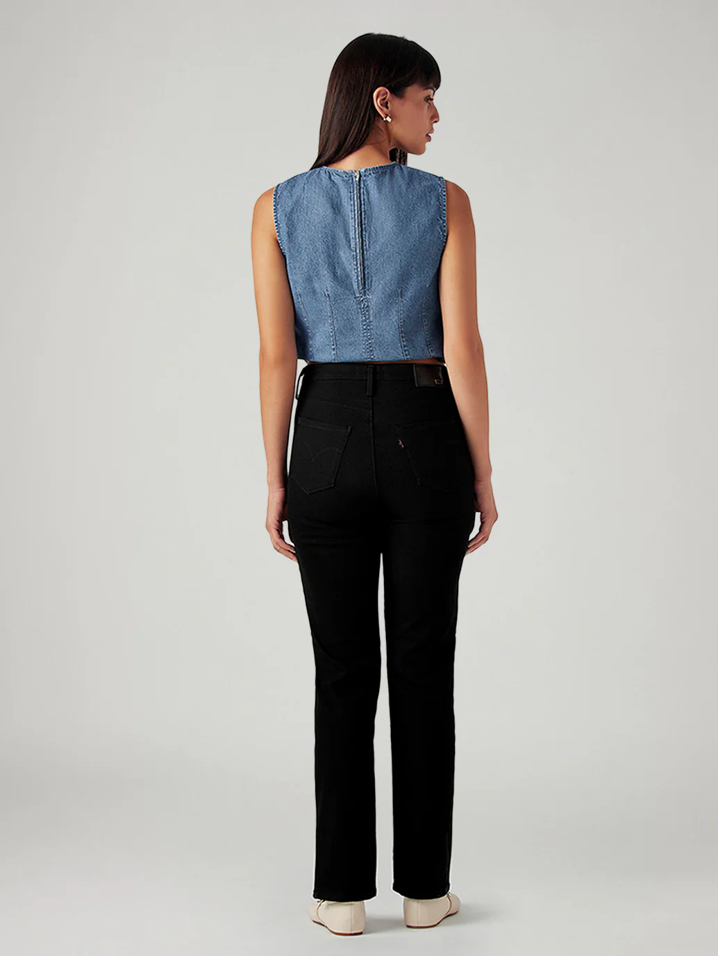 Women's 724 Black Slim Straight Fit High Rise Redloop Jeans - Image 3