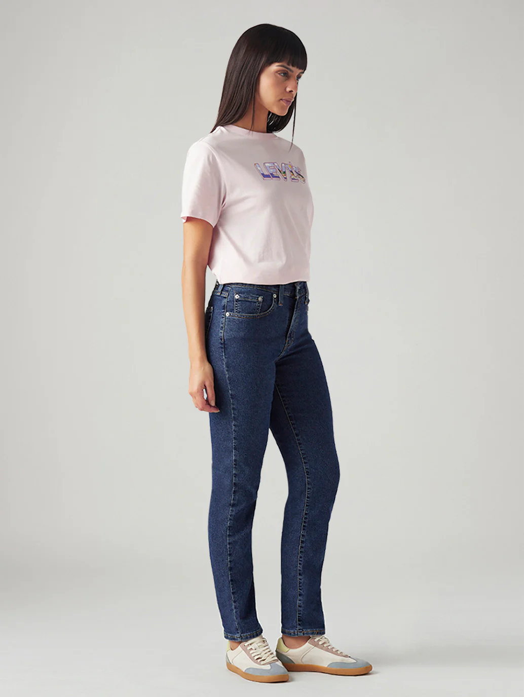 Women's 724 Med Indigo Slim Straight Fit High Rise Jeans - Image 7