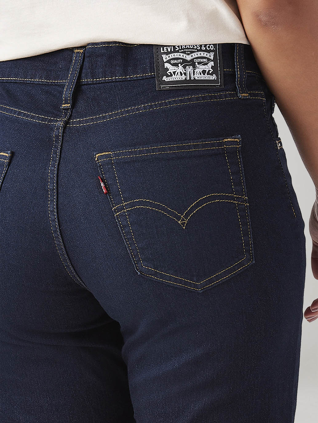 Women's 724 Dark Blue Slim Straight Fit High Rise Jeans - Image 6