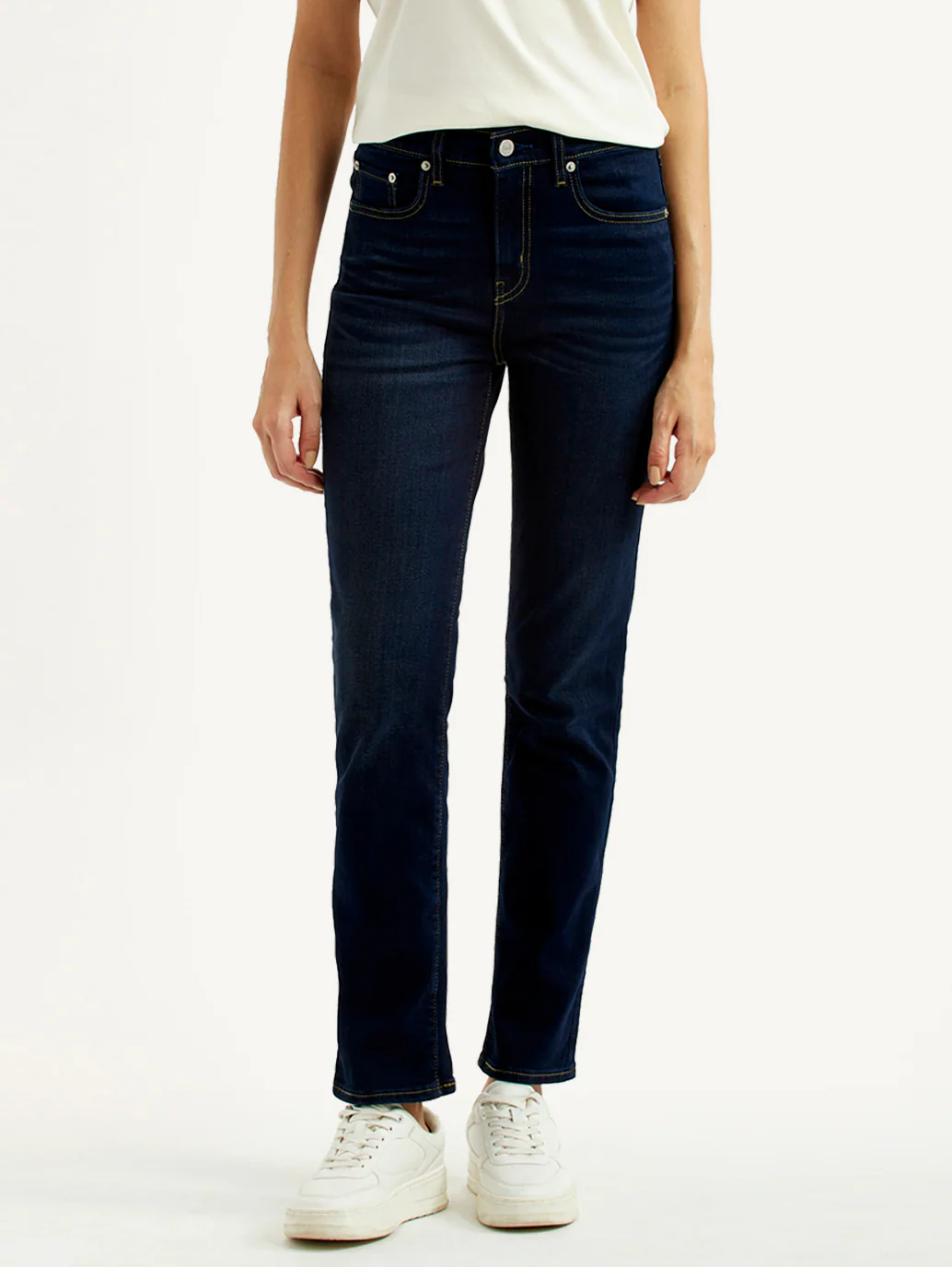Women's 724 Dark Blue Slim Straight Fit High Rise Jeans - Image 2