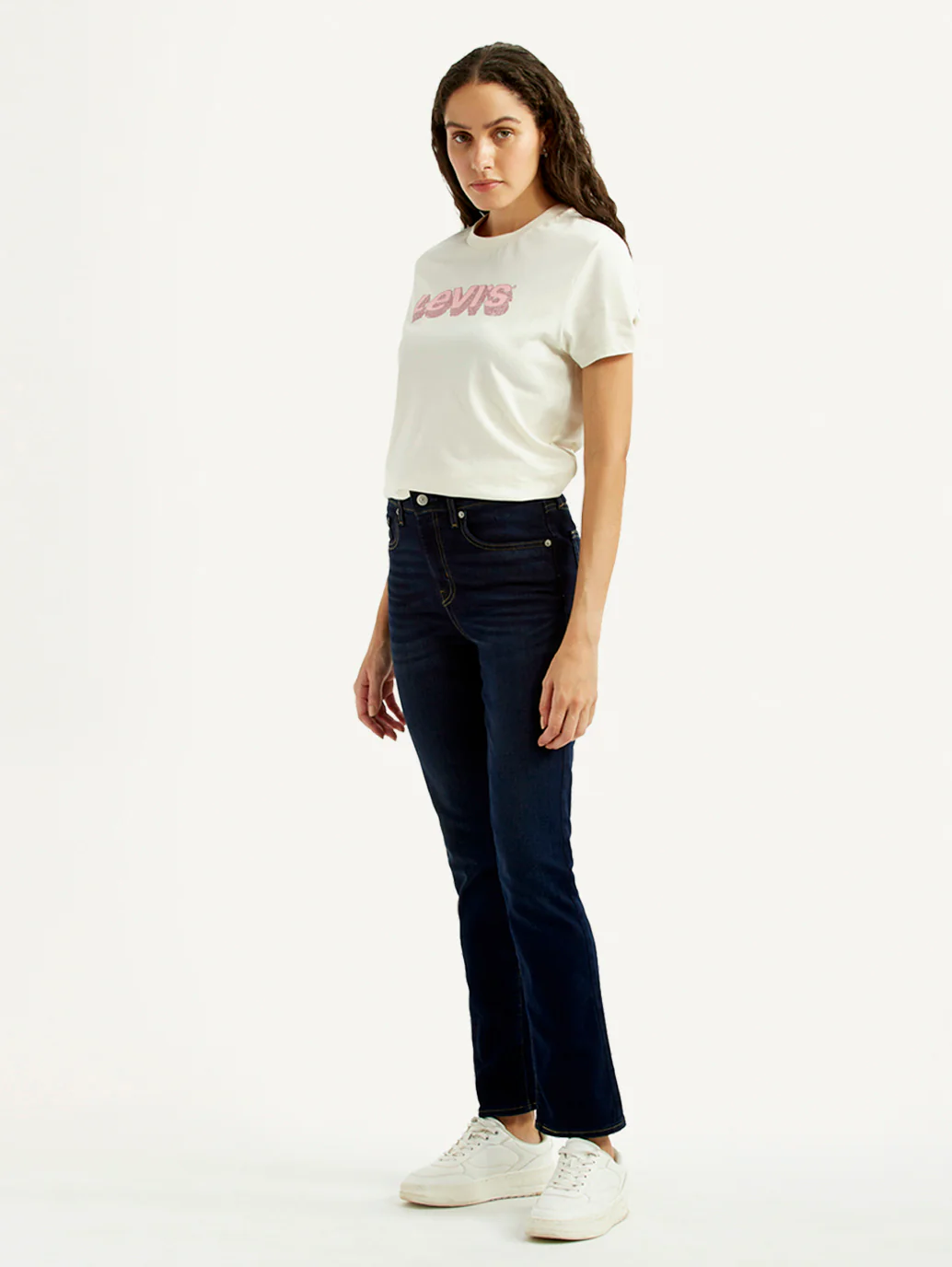 Women's 724 Dark Blue Slim Straight Fit High Rise Jeans - Image 6