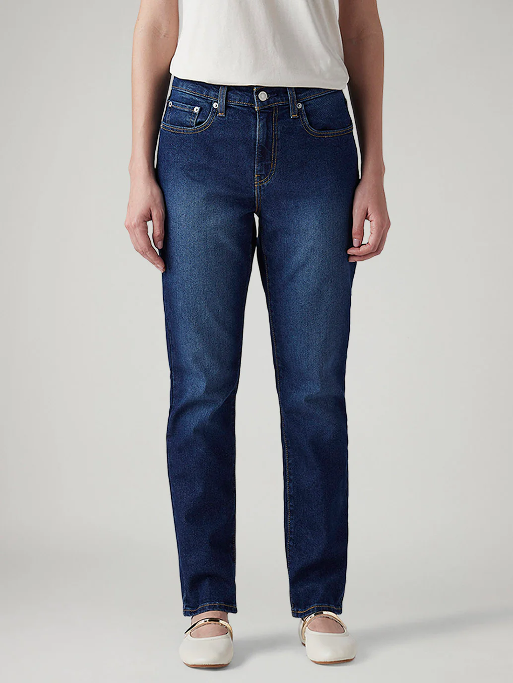Women's 724 Dark Indigo Slim Straight Fit High Rise Tinted Jeans - Image 3