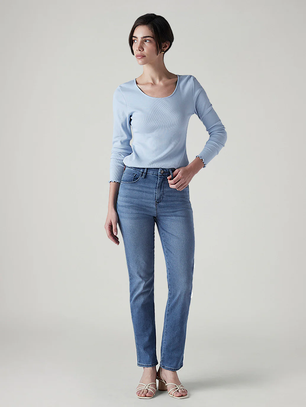 Women's 724 Dark Indigo Slim Straight Fit High Rise Redloop Jeans - Image 2