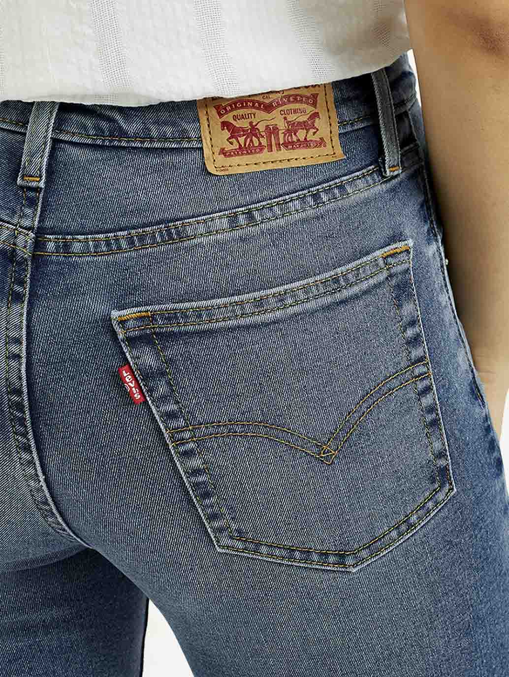 Women's 724 Med Indigo Slim Straight Fit High Rise Jeans - Image 5