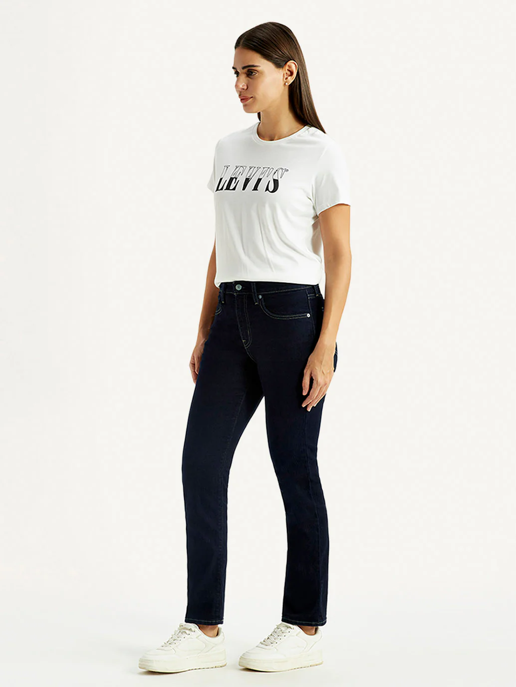 Women's 724 Med Indigo Slim Straight Fit High Rise Jeans - Image 7