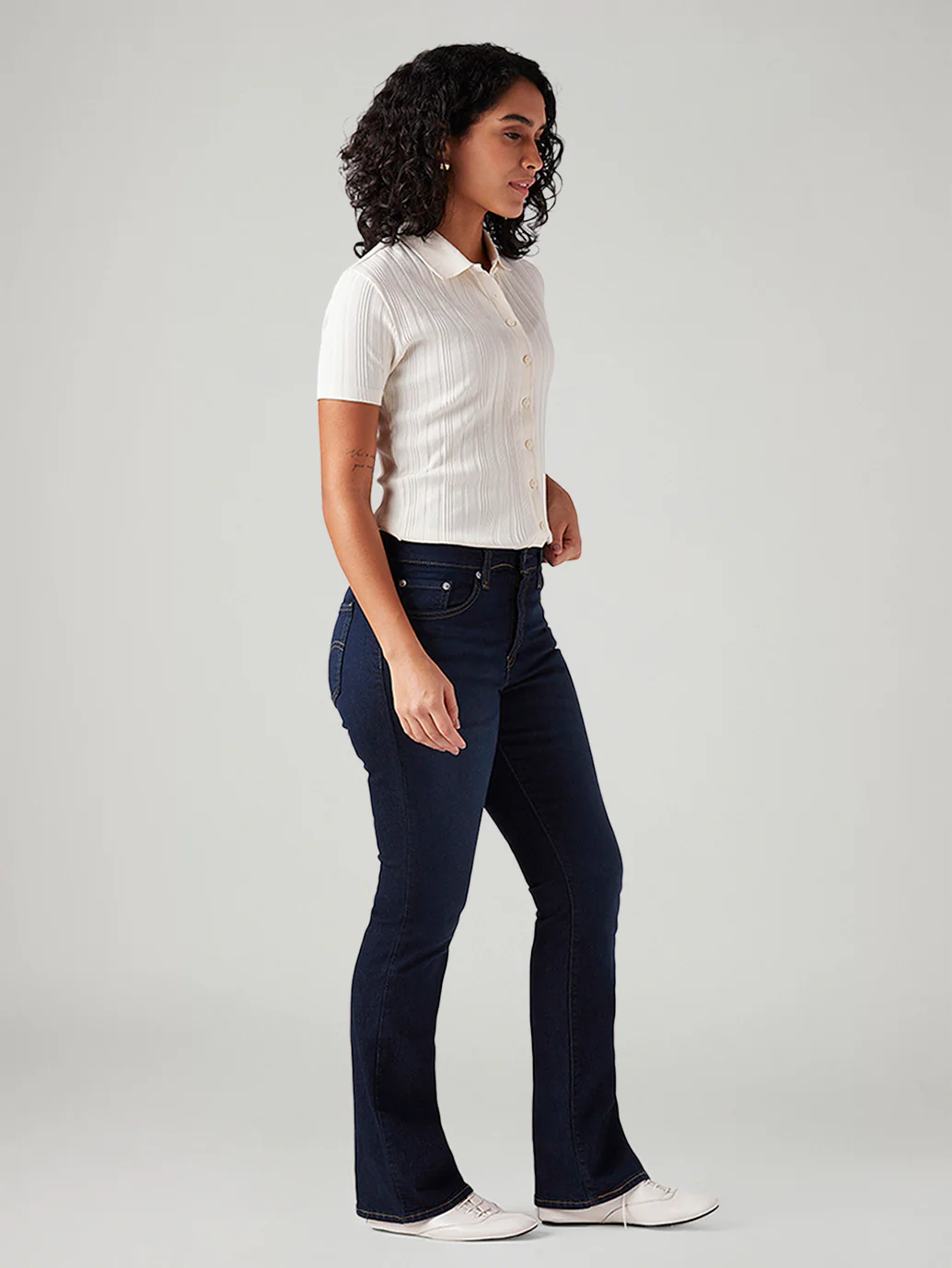 Women's 725 Dark Blue Bootcut Fit High Rise Jeans - Image 7
