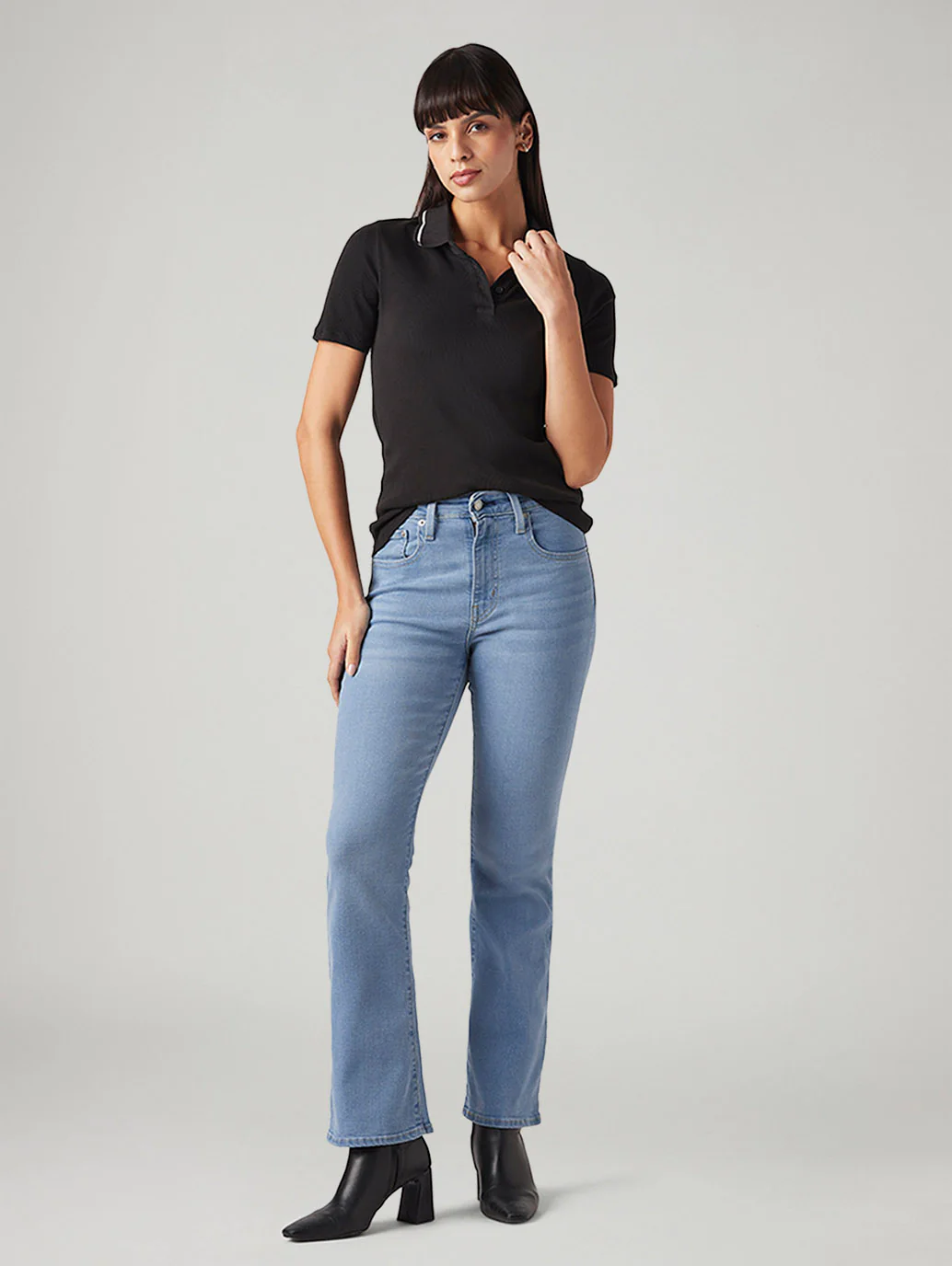 Womens 725 High Rise Flared Fit Cotton Stretch blend Jeans