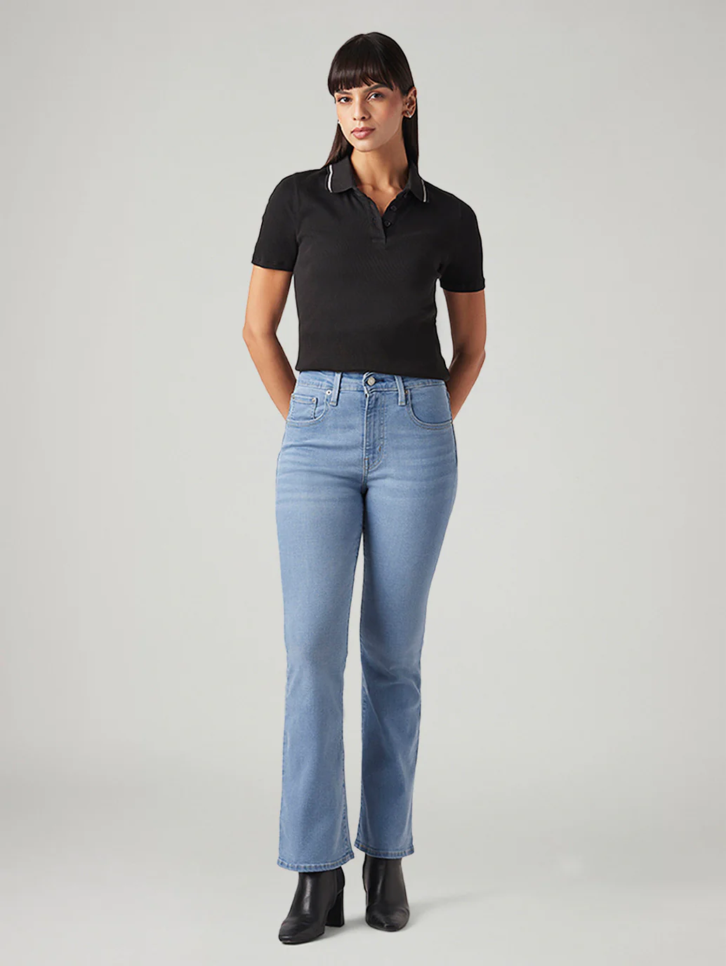 Womens 725 High Rise Flared Fit Cotton Stretch blend Jeans - Image 2