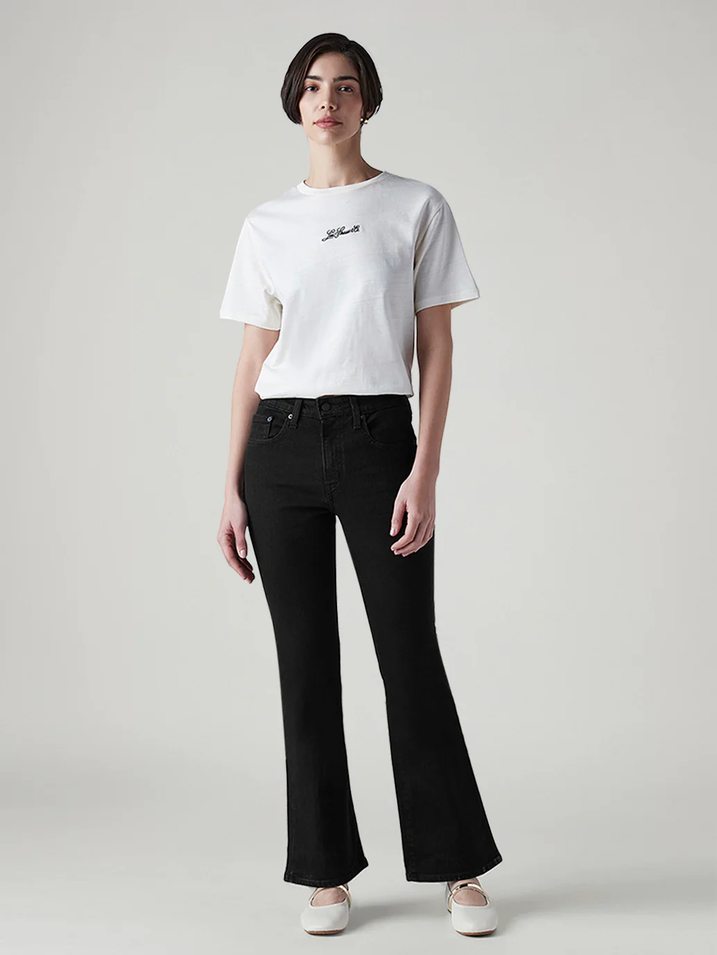 Women's 726 Black Flared Fit High Rise Jeans - Image 2