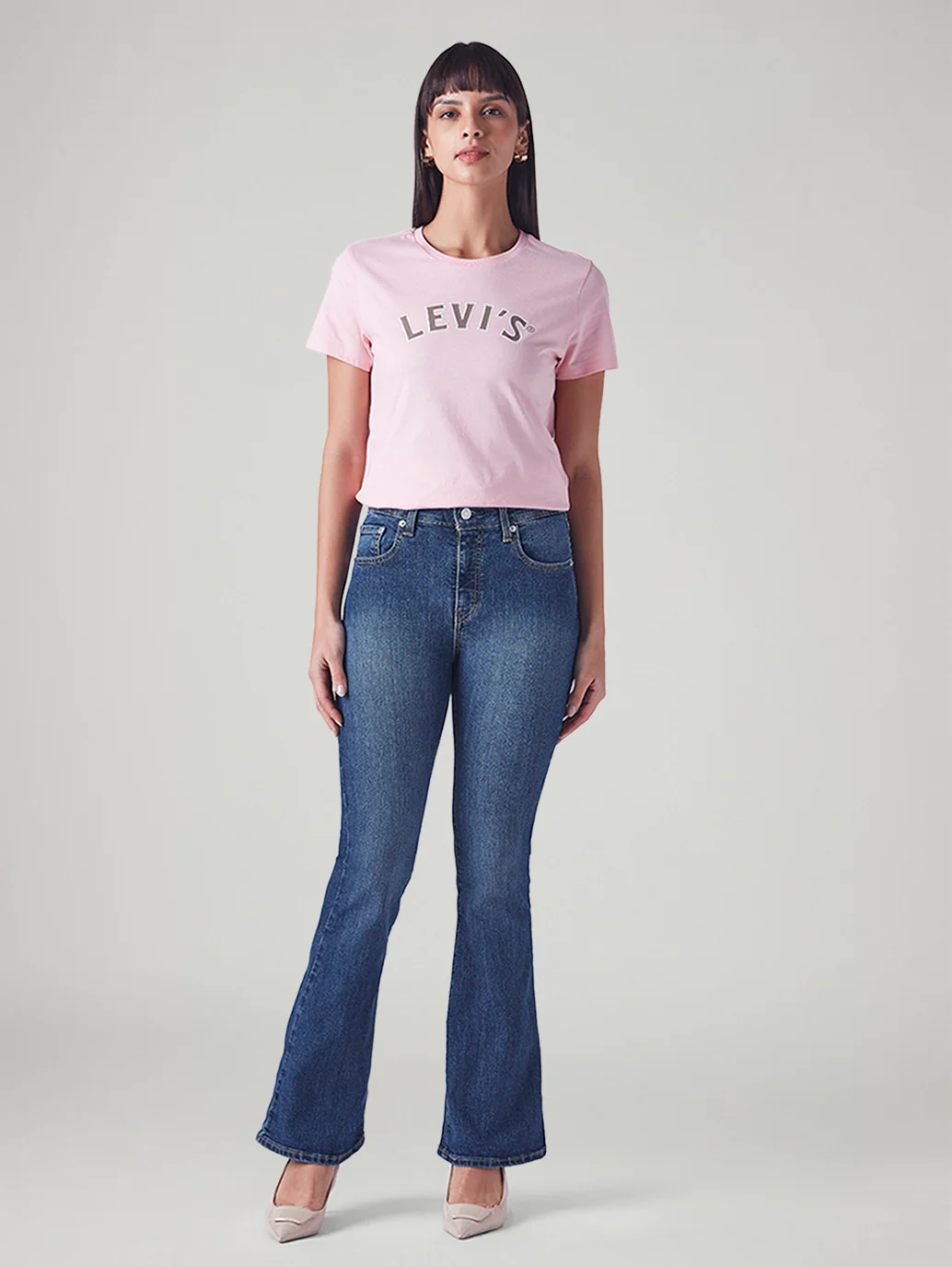 Women's 726 Blue Flared Fit High Rise Jeans - Image 2