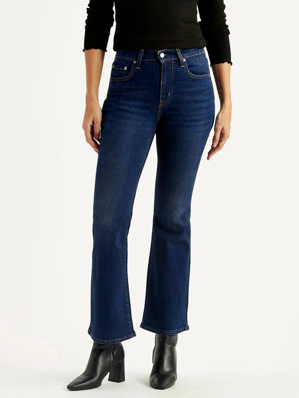 Women's 726 Dark Indigo Flared Fit Mid Rise Jeans - Image 2