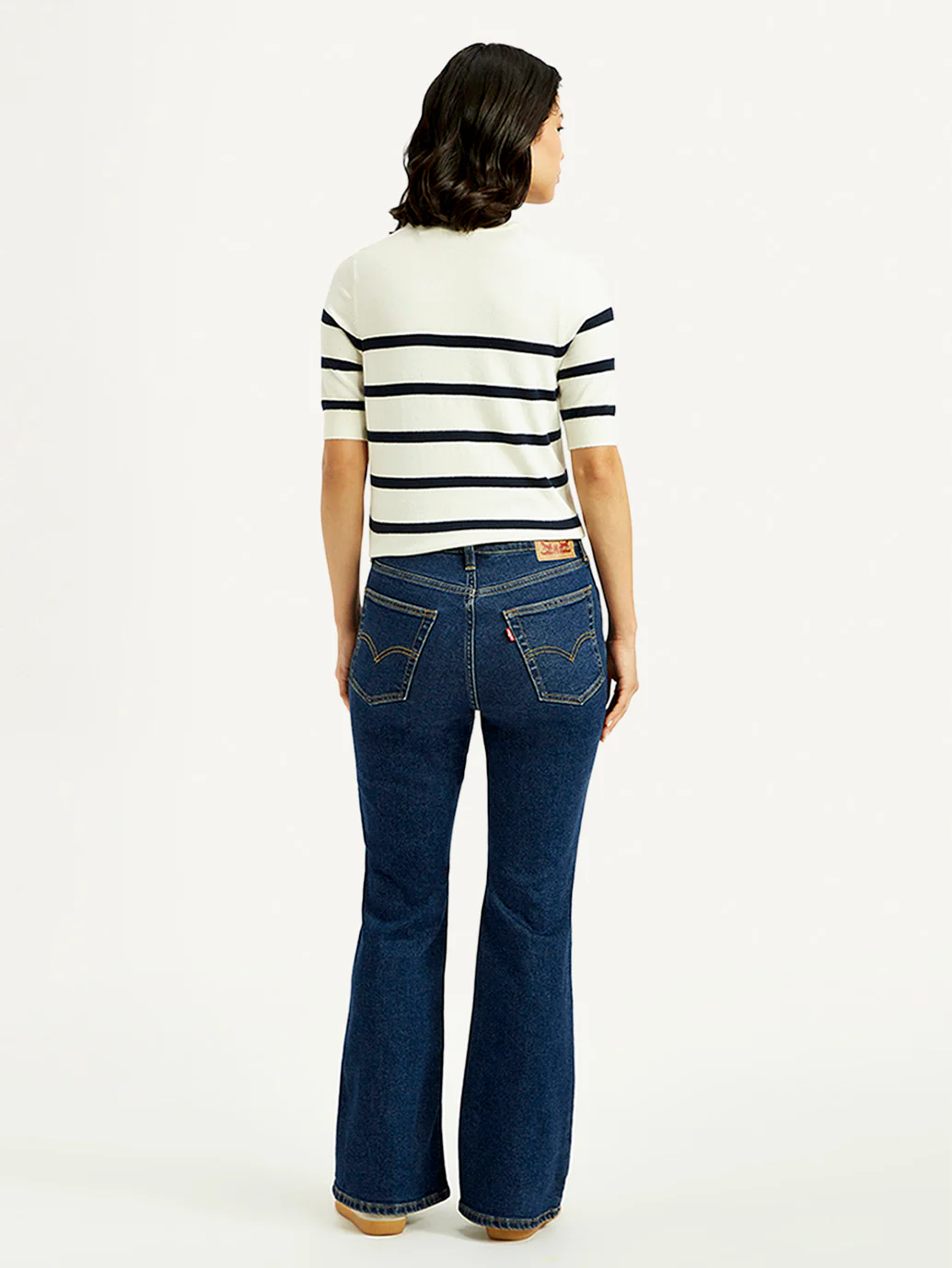 Women's 726 Dark Blue Slim Flared Fit High Rise Jeans - Image 3