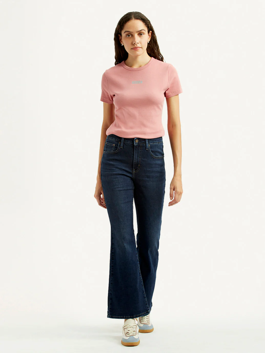 Women's 726 Dark Blue Flared Fit High Rise Jeans - Image 2