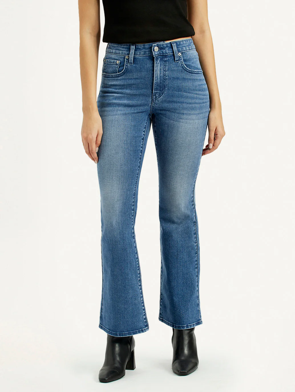 Women's 726 Med Indigo Flared Fit High Rise Jeans - Image 3