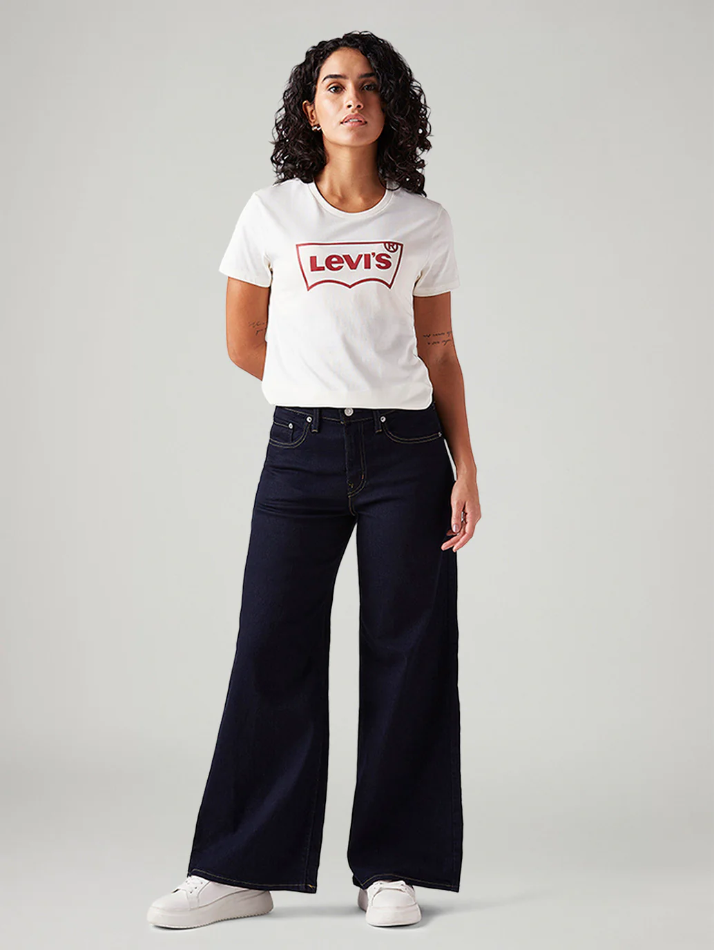 Women's 728 Dark Blue Wide Leg Fit High Rise Jeans - Image 2